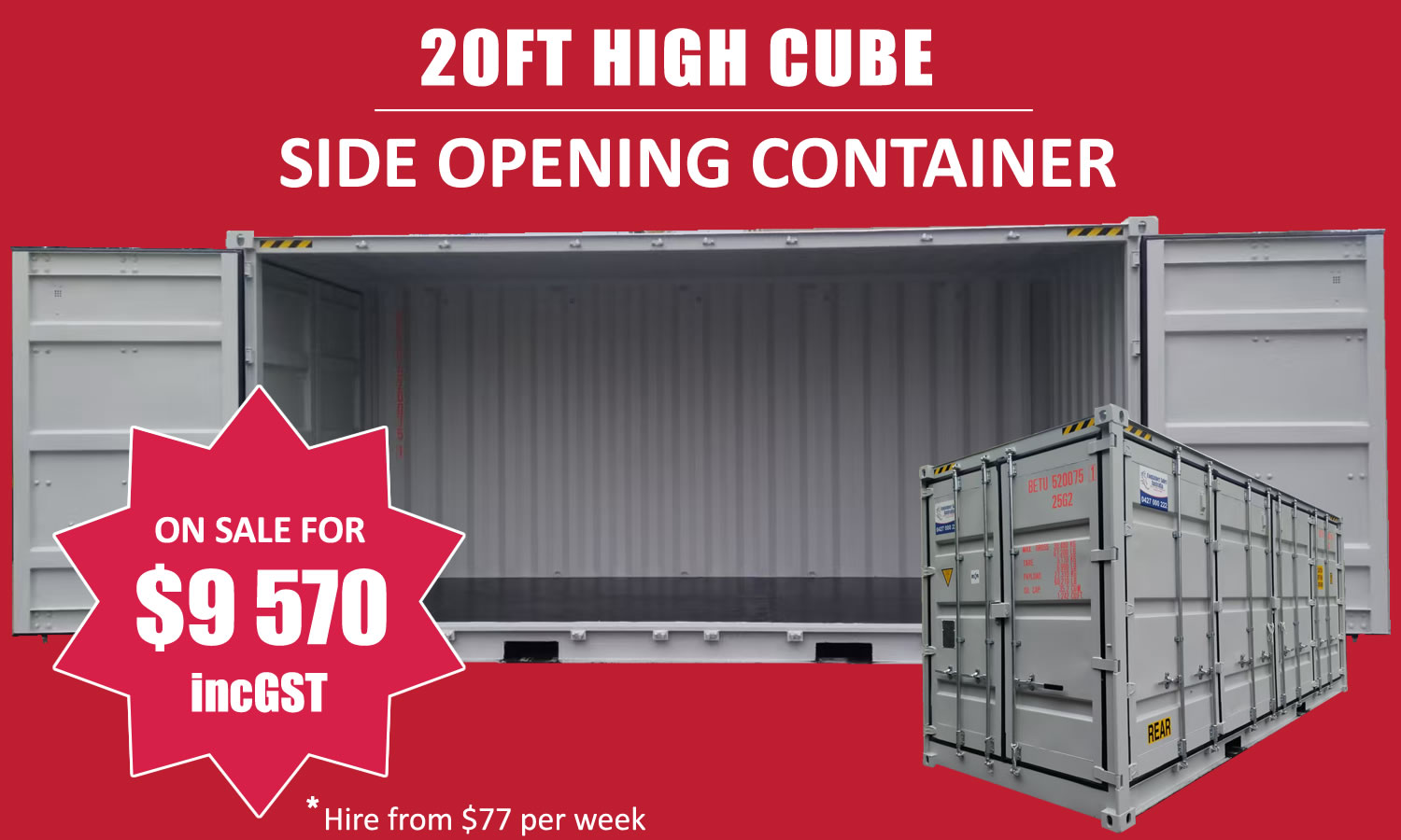 20’ HC Side OpeningContainer For Sale in NSW