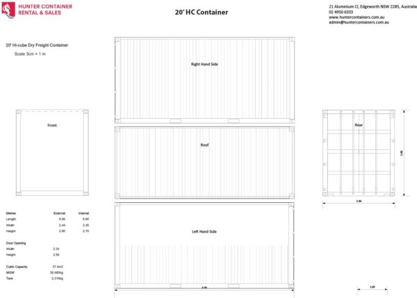 20ft HC Shipping Container Bluprint