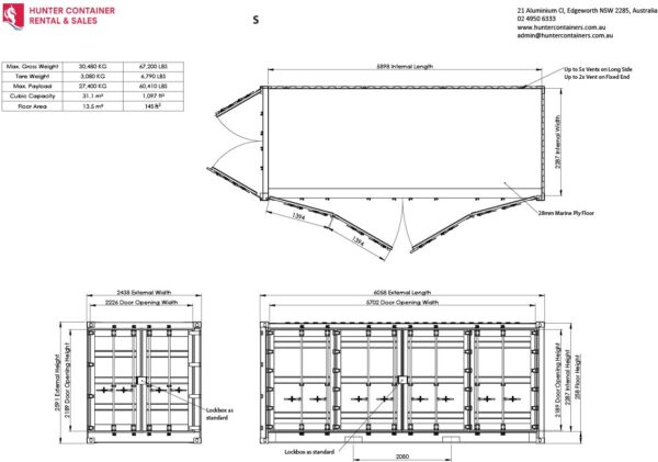 20ft Side Opening Shipping Container Bluprint