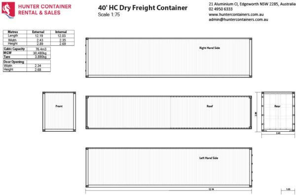 40ft HC Shipping Container Blueprint